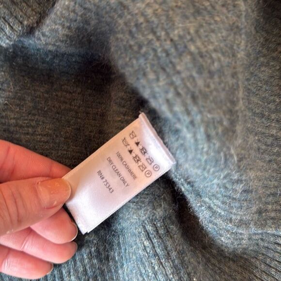 Nicole Miller 100% cashmere teal green turtleneck sweater XL - Picture 4 of 8